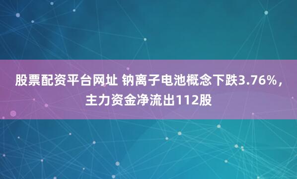 股票配资平台网址 钠离子电池概念下跌3.76%，主力资金净流出112股